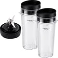 thumbnail image 1 of Equust Vasos de licuadora Ninja de 5 piezas de repuesto, vasos individuales de 16 oz con tapas para sorber y sellar, cuchilla extractora de 6 aletas, compatible con licuadoras Nurti Ninja Pro BL660 BL, 1 of 6