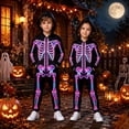 thumbnail image 2 of Tfken Halloween Jumpsuit For Girls Fall Winter Long Sleeve Skeleton Graphic Comfy Casual Hooded Jumpsuit With Pockets Daily Wear Child Fashion Clothes Size 11-12 Years Black, 2 of 6