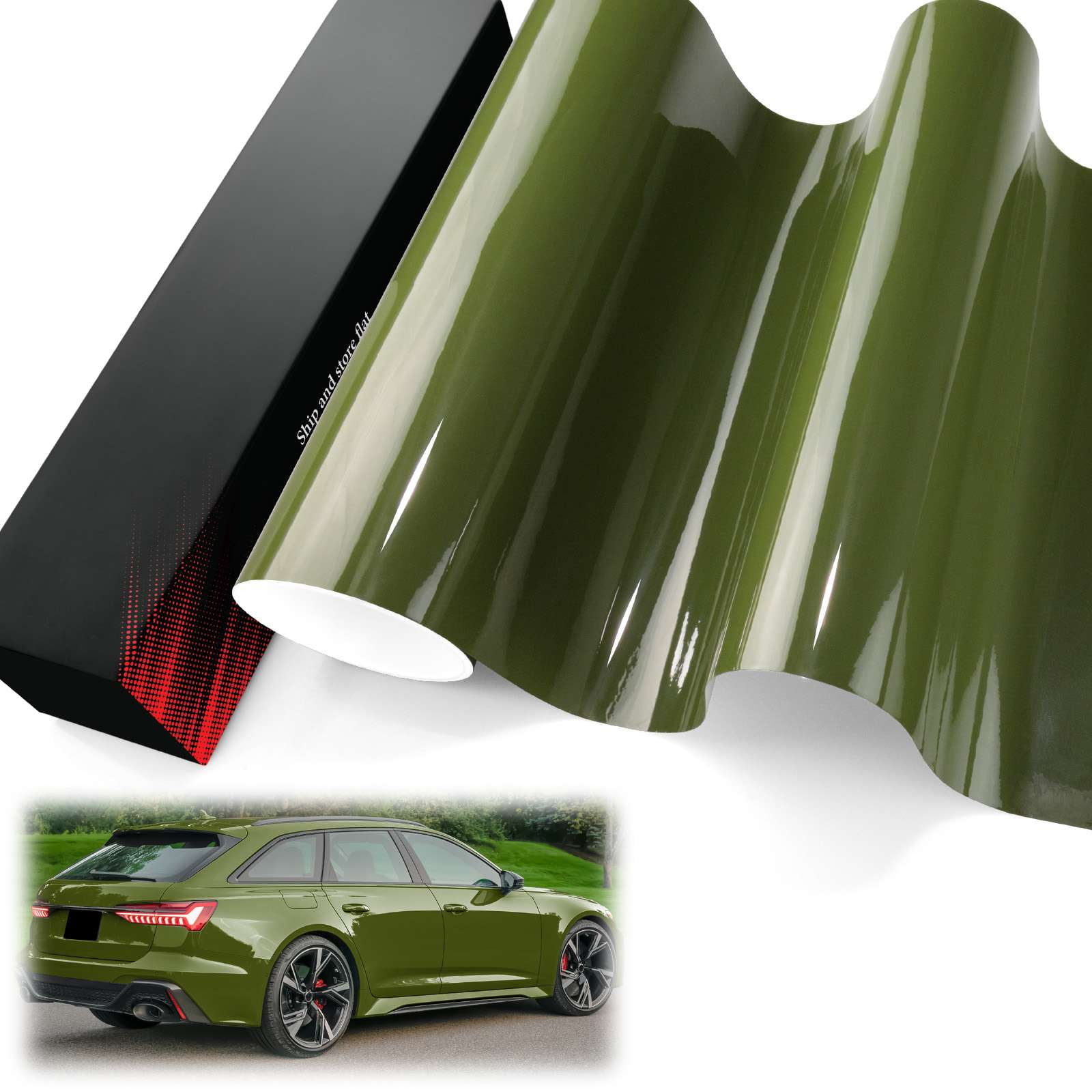 PET Liner Vinyl Super Gloss Combat Green Automotive Wrap Car Vehicle