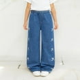 thumbnail image 5 of FDDMis Baggy Jeans Y2k Barrel Jeans Yoga Pants with Pockets Party Teen Clothes for Girls Ages 13-15 Western Baby Girl Clothes Size 5 Girls Clothes, Blue 10 Years, 5 of 8