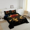 thumbnail image 3 of Erosebridal Golden Rose Bedding King Comforter Set, Butterfly Down Comforter, Romantic Flower Decor, Reversible 3 Pieces, 3 of 8