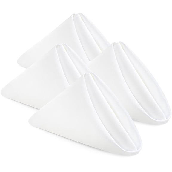 16 Pack, White Cloth Napkins 17x17 Inches, 100% Polyester Dinner Napkins with Hemmed Edges, Washable Napkins Ideal for Parties, Weddings and Dinners