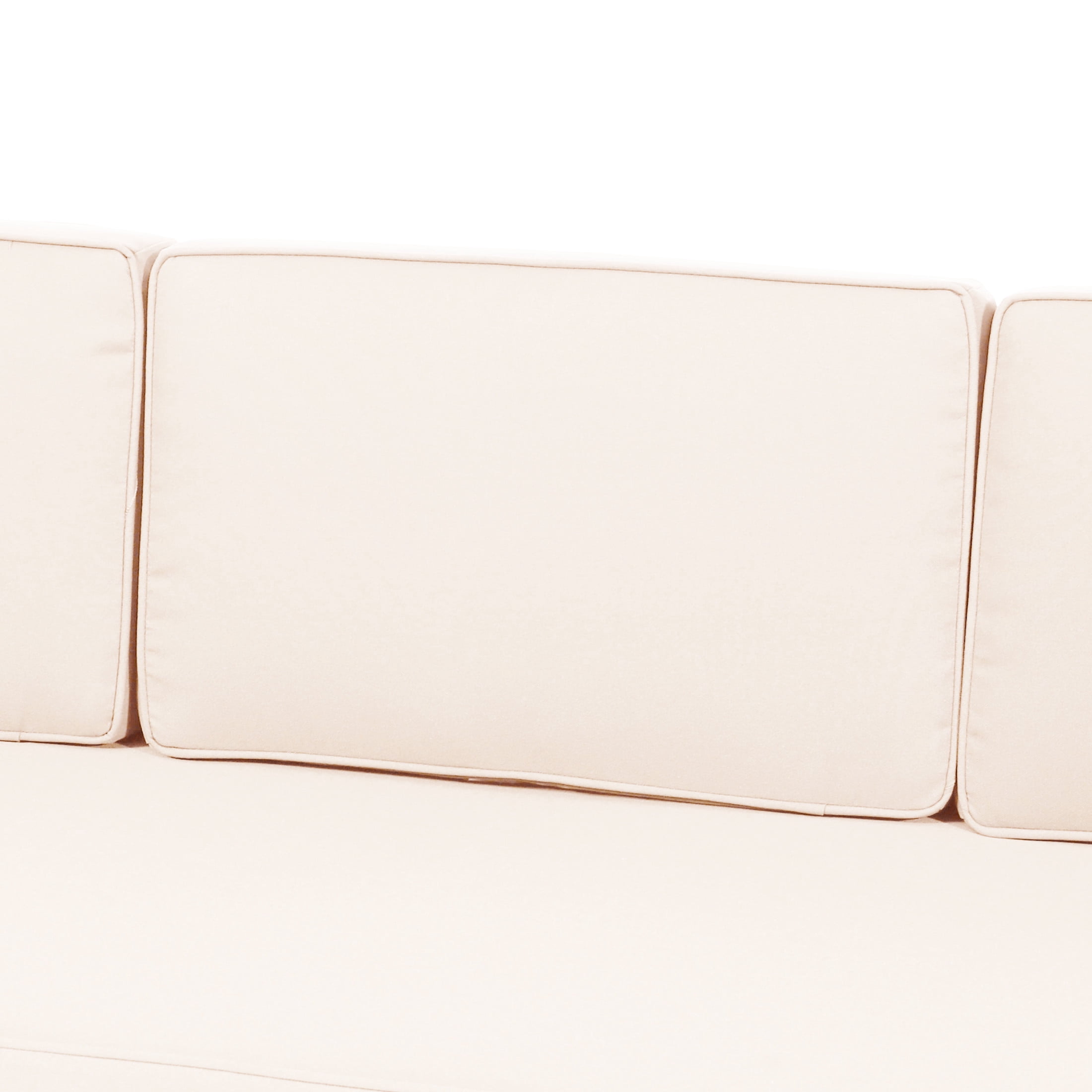 Edwin Mid-Century Modern Outdoor Patio Acacia Wood Sofa, Slat Design with Cushions, 73" Lounge Chair, Beige+Teak