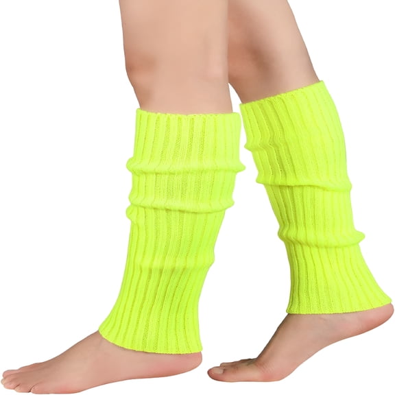 OQRKI Leg Warmers for Women Girls 80s Ribbed Leg Warmer for Neon Party Knitted Fall Winter Sports Socks