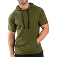 thumbnail image 2 of Men's Loose Pocket Casual Sports Hooded Short-Sleeve T-Shirt Comfortable Soft Fabric Spring & Summer Daily Wear Active Tops,Army Green,XXXL, 2 of 4