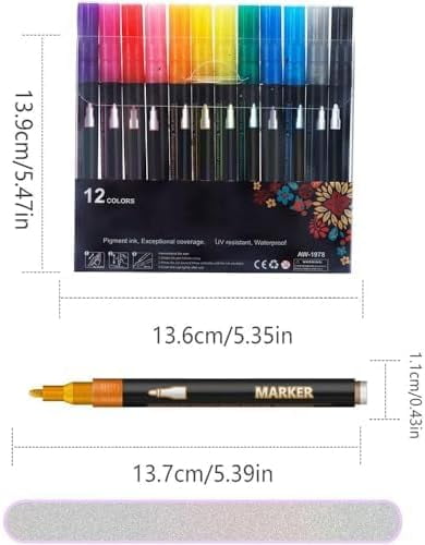 Glitter Outline Paint Markers, Double Line Outline Art Pen Marker Pen, Painting Markers with Vibrant Colors, Dreamy Sparkle Dual-Line Contour Pen for Greeting Cards, DIY Crafts (24pcs)