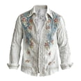 thumbnail image 4 of Mens Boho Hawaiian Hippie Patterned Shirt Retro Casual Button Down Top Vacation Holiday Resort Outfit Blouse, 4 of 5
