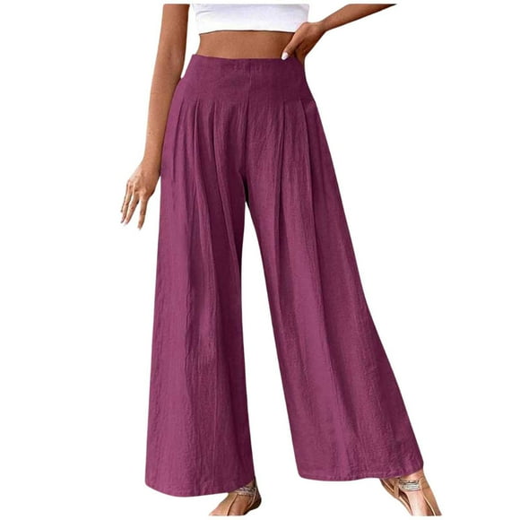 TSADFHJI Sparkly Skirt Womens Casual Solid Color Pressed Side Zipper Loose Casual Trousers Pants M Red