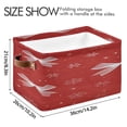 thumbnail image 4 of Red Background Snowflakes White Bows Christmas Square Storage Bins with Handles Collapsible Containing Box 1 Pack, 4 of 9
