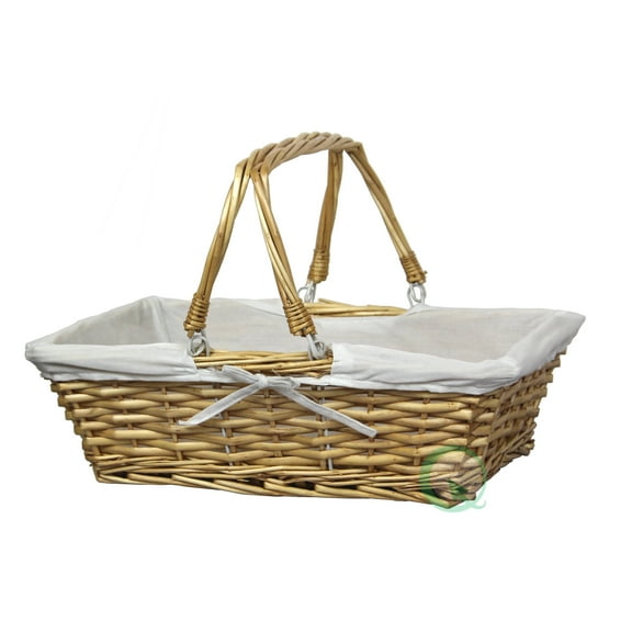 Rectangular Willow Basket with White Fabric Lining
