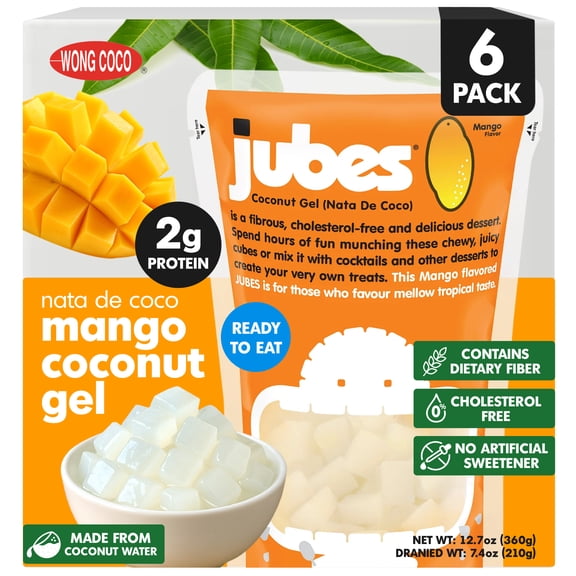 Jubes Nata De Coco - Mango Coconut Gel - 12.7oz (Pack of 6)