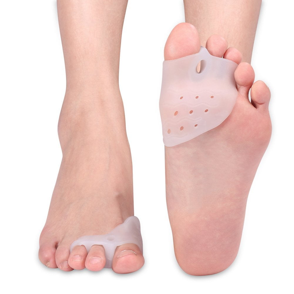 Yosoo Bunion Corrector Gel Toe Separator for Hammer Toe with Forefoot Cushion Pad, Silicon Toe Straightener Spacer Hallux Valgus for Men and Women, Easy Wear in Shoes (1 Pair with Pads)