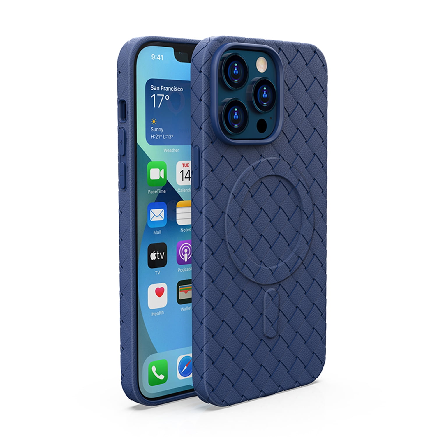 ELEHOLD Case for iPhone 15 Pro Max, Woven Texture Grid Slim