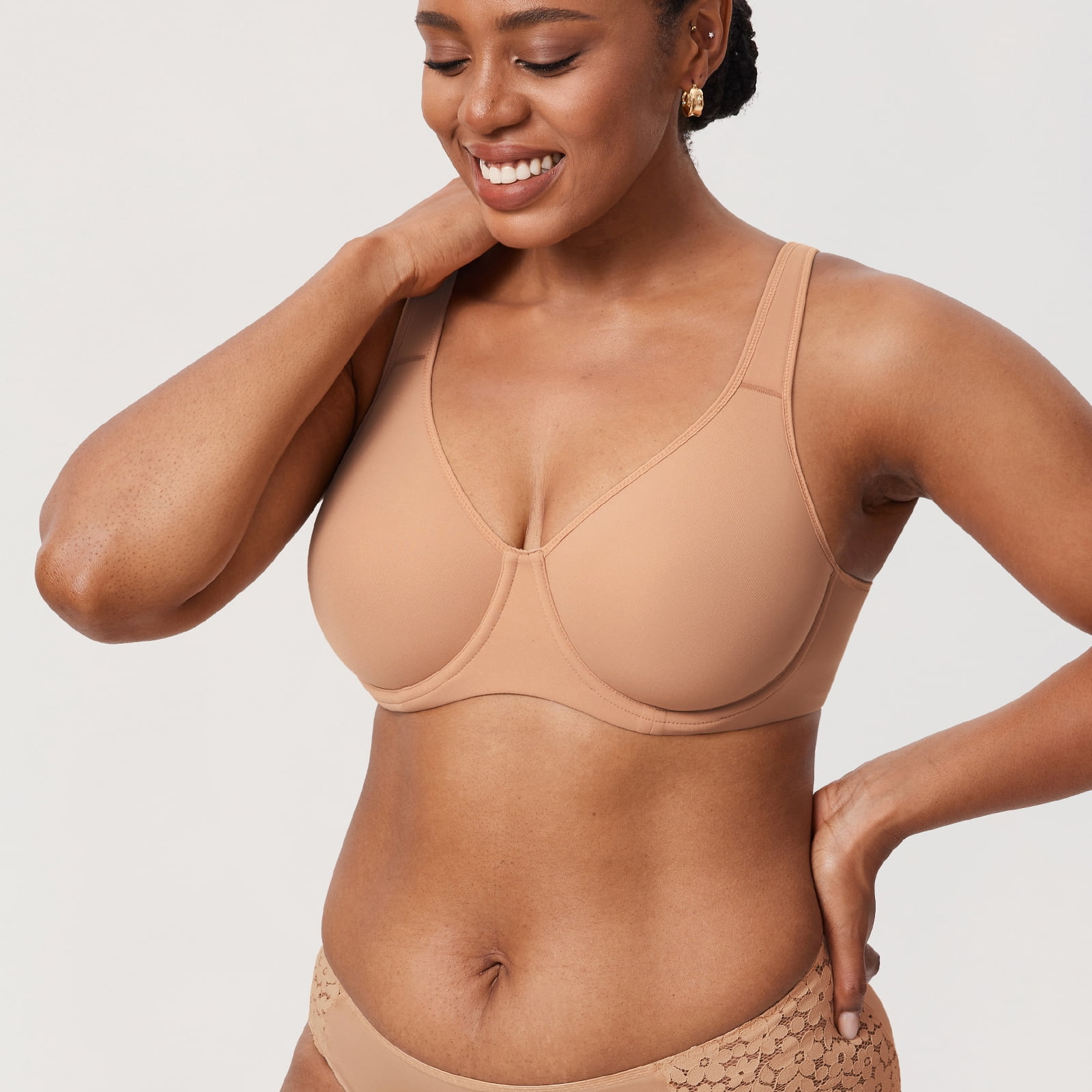 DELIMIRA Women's Inbarely Plus Full Coverage Bra Plus Size Underwire Unlined Seamless Bras