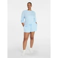 thumbnail image 2 of Joyspun Women's Bridal French Terry Knit Long Sleeve Top and Shorts Pajamas Set, Sizes XS-3X, 2 of 8