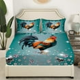 thumbnail image 3 of Rooster Bed Sheets Set Turquoise Sequin Fluid Art Sheets,Crystal Diamond Sheet Set Twin,Farm Animals Bedding Set Farmhouse Chicken Cock Western Decor, 3 of 7