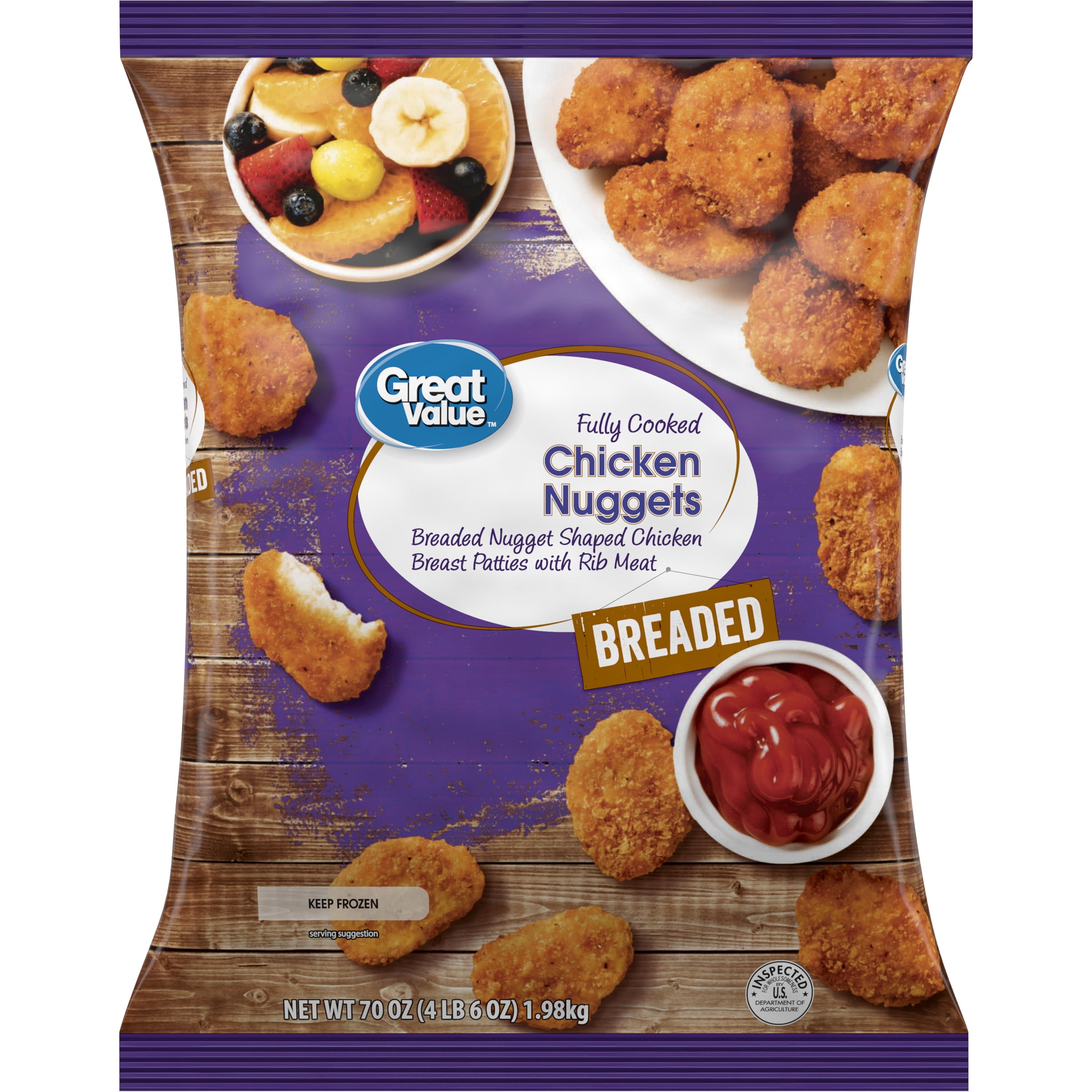 Great Value Breaded Chicken Nuggets, 70 oz (Frozen)