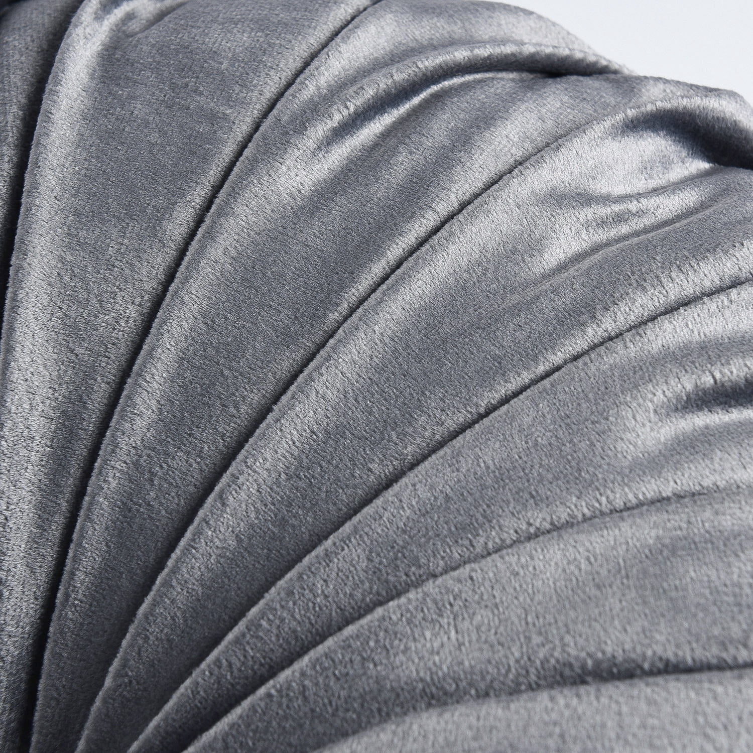 HIG Set of 2 Pumpkin Pleated Round Throw Pillows, Soft Velvet, Dark Gray, 14.5" Diameter