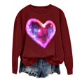 thumbnail image 6 of mihongmao Plus Size Valentine Shirts for Women Round Neck Lover's Print Hoodie Long Sleeved Hoodie Long Sleeved Round Neck Top/shirt Wine XL, 6 of 6