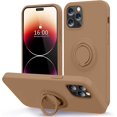 thumbnail image 1 of Compatible con funda para iPhone 14 Pro Max con soporte de anillo - Silicona líquida - Forro de microfibra - Fundas protectoras antiarañazos de cuerpo completo a prueba de golpes F, 1 of 5