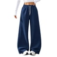 thumbnail image 4 of Hurxie Womens Wide Leg Sweatpants High Waisted Baggy Teen Girl Pants Fall Fashion Winter Clothes Lounge Travel Joggers With Pockets, 4 of 7