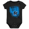 thumbnail image 3 of Newborn & Infant Blue/Black/White Miami Marlins Minor League Player Three-Pack Bodysuit Set, 3 of 4