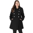 thumbnail image 2 of GRACE & GRANDEUR Women's Plus Size Turn Down Collar Double Breasted Long Overcoat, 2 of 4