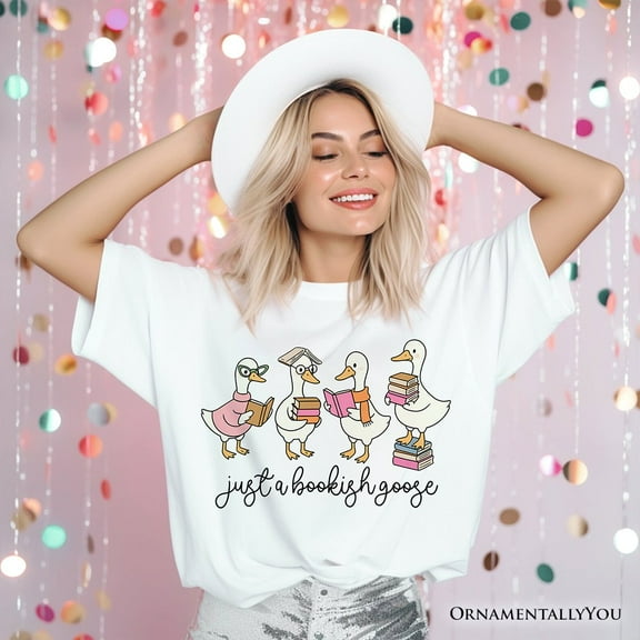 Just a Bookish Goose T-Shirt, Funny Nerdy Book Readers Tee for Bookworms