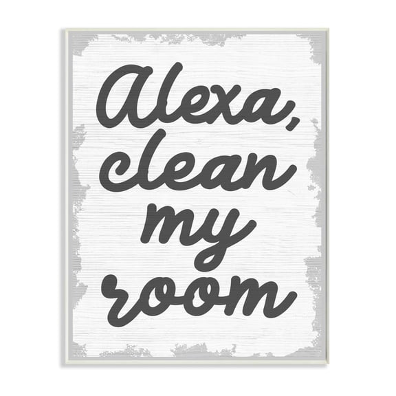 The Kids Room by Stupell Alexa Clean My Room Kids Funny Word Design Wall Plaque by Daphne Polselli