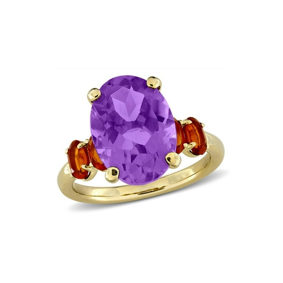 6.00 Carat (Ctw) Amethyst and Madeira Orange Citrine Ring in Yellow Plated Sterling Silver for Women