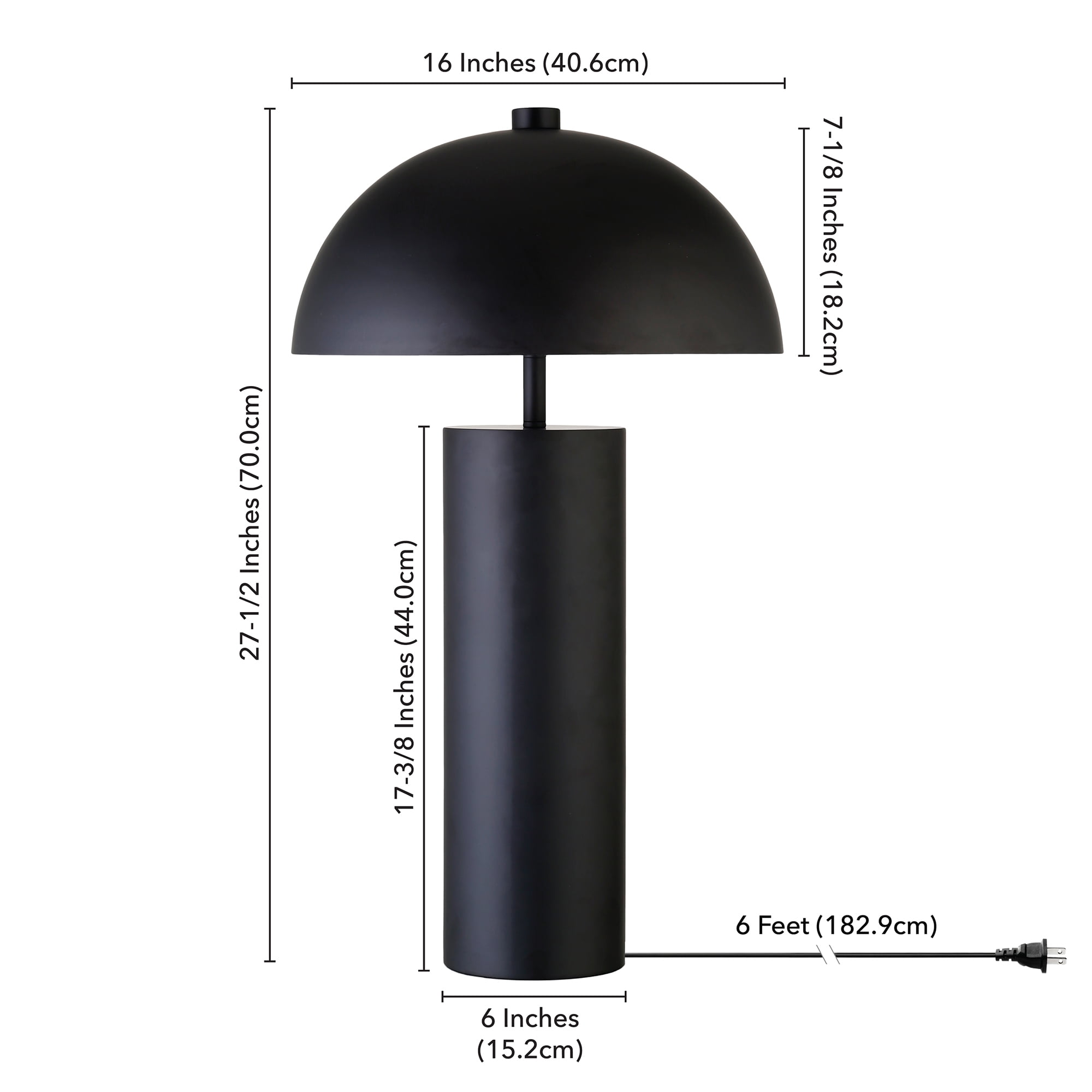 Evelyn&Zoe York 27" Tall Table Lamp with Metal Shade in Blackened Bronze/Blackened Bronze