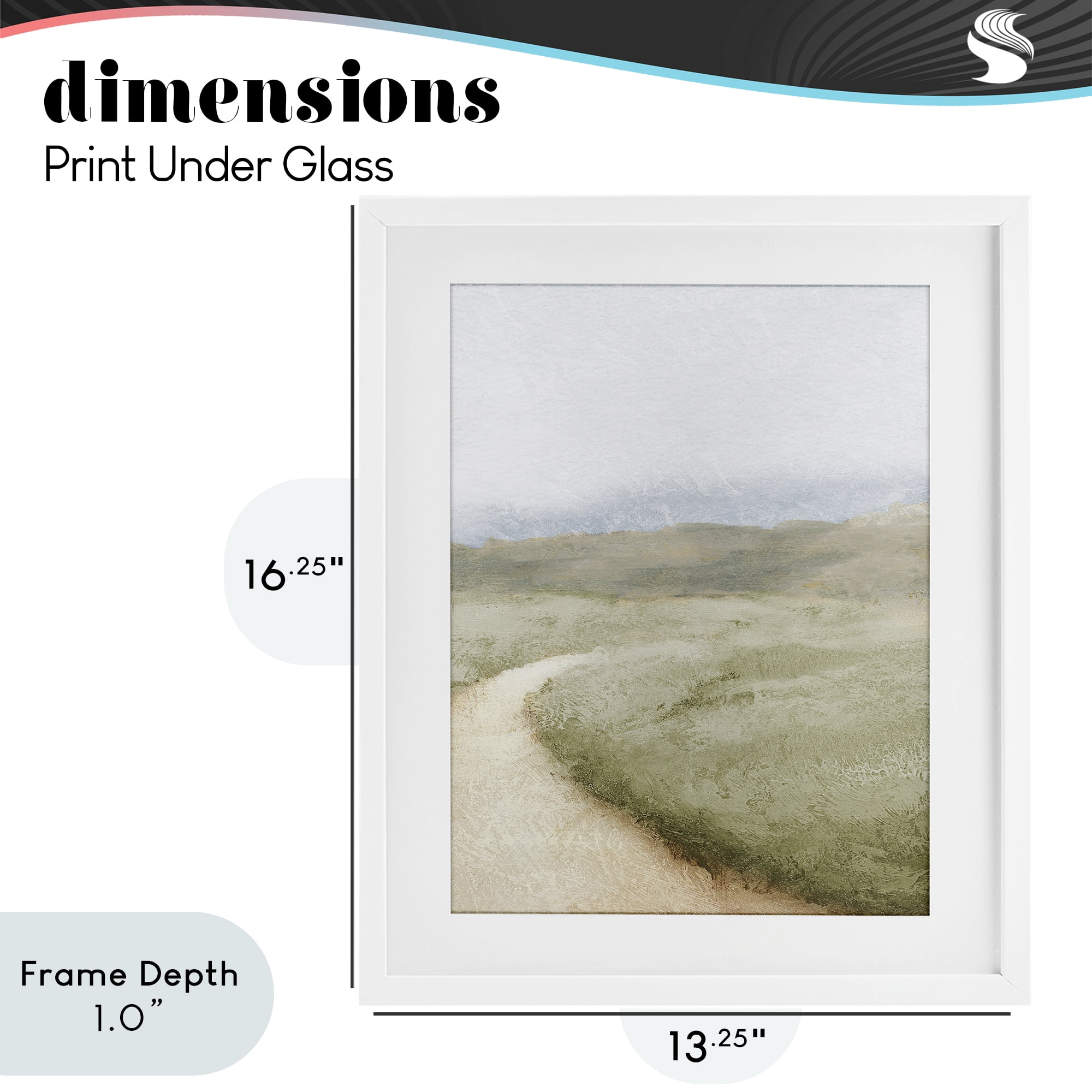 Stupell Industries Green Pasture Quiet Landscape White Framed Print Under Glass, design by Michael Marcon