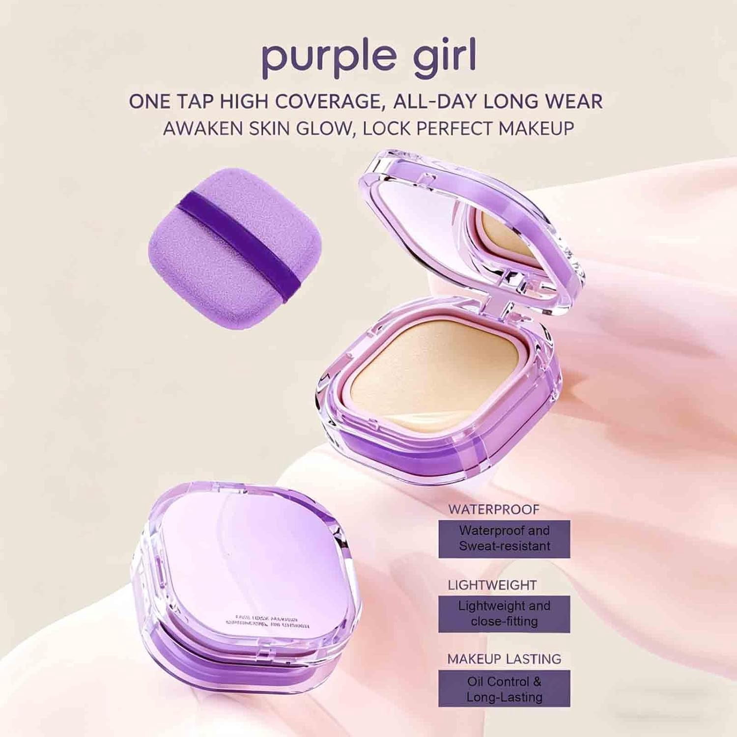 Full Coverage Creamy Foundation – 24h Long-Lasting Waterproof, Smooth & Even-Looking Base, Suitable for Oily, Dry & Combination Skin, Compact & Travel-Friendly (Ivory)