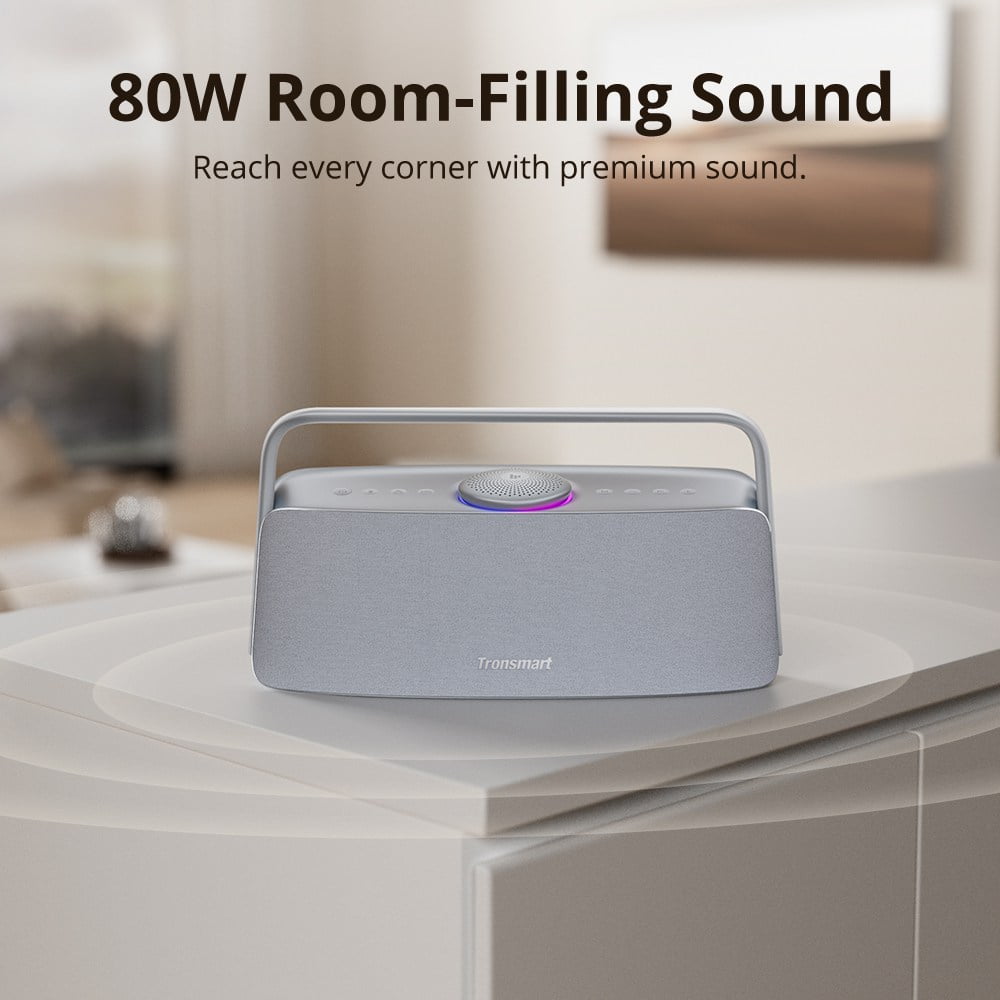 Tronsmart 80W Home Audio Bluetooth Speaker, Immersive Spatial Audio, Hi-Res Wireless Sound, 14 Hours Playtime, 2.2.1 Super Acoustic System, Perfect for Home Theater