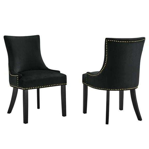 Modway Viscount 19" Modern Performance Velvet Dining Chair in Black/Pink
