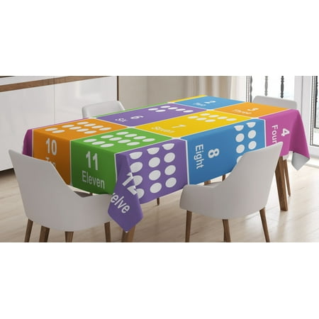 

Kid s Activity Tablecloth Learning the Numbers Themed Educational Design Colorful Preschool Pattern Rectangular Table Cover for Dining Room Kitchen 60 X 84 Inches Multicolor by Ambesonne