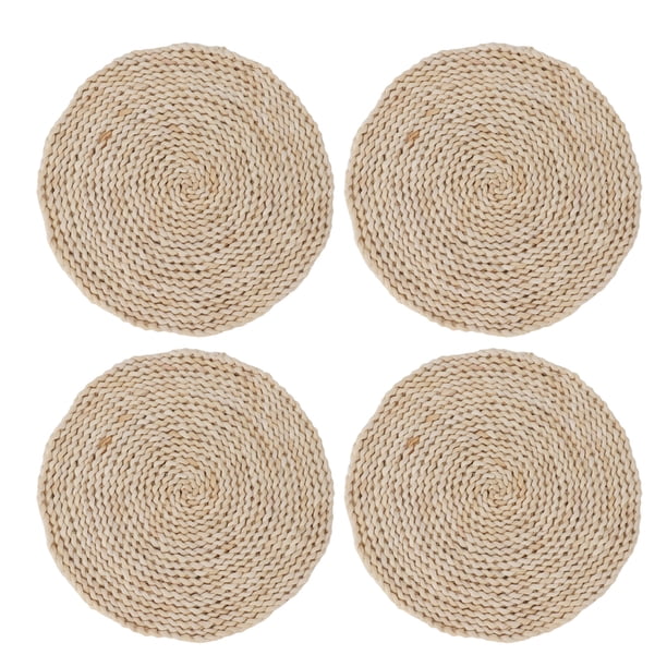 4 manteles individuales redondos de color original con cáscara de maíz, manteles individuales decorativos de tejido aislante para el hogar, comedor, oficina, 9,8 pulgadas
