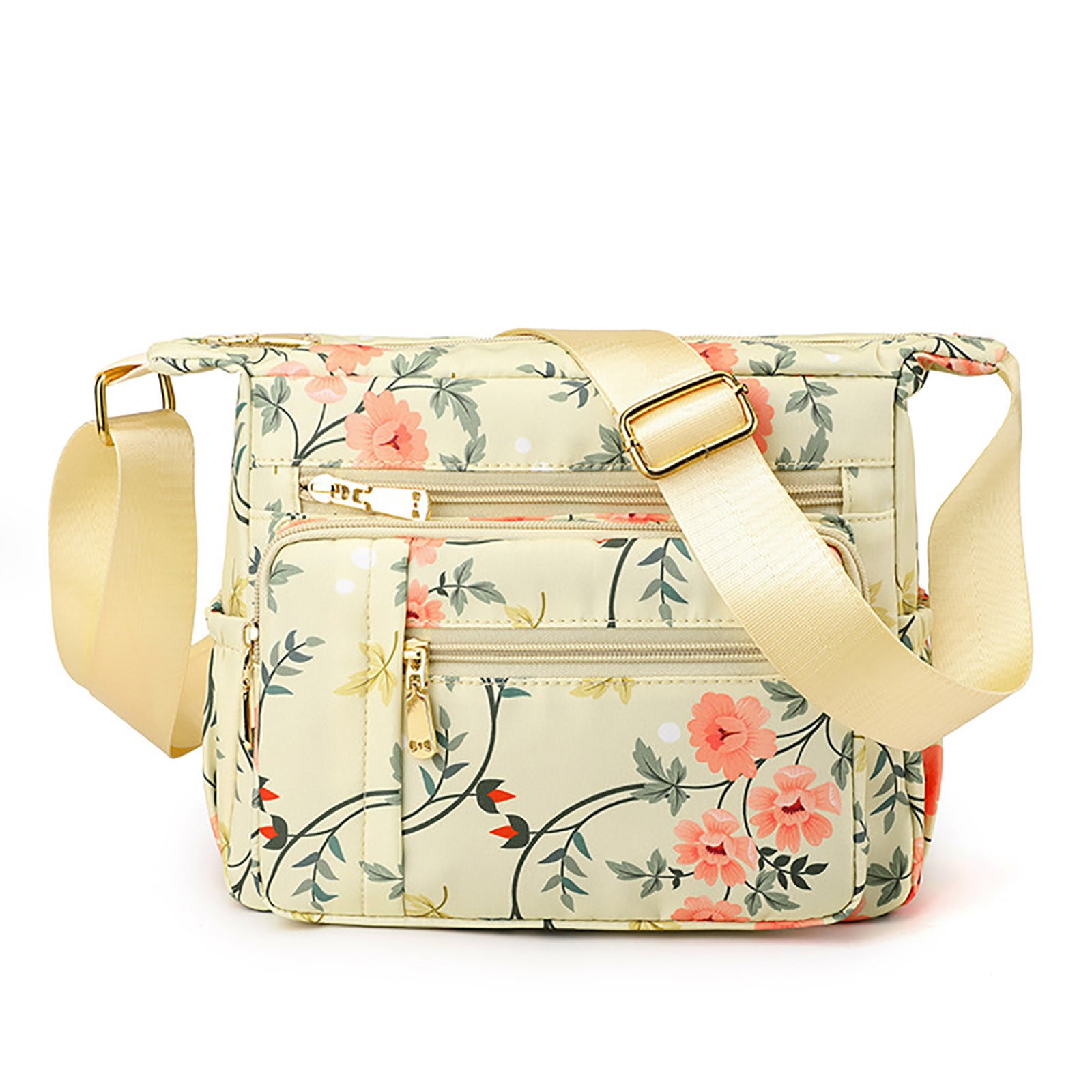 Stylago Crossbody Messenger Bags for Women Flower Print Shoulder Purse with Adjustable Strap Ladies Casual Shopping Handbag Yellow