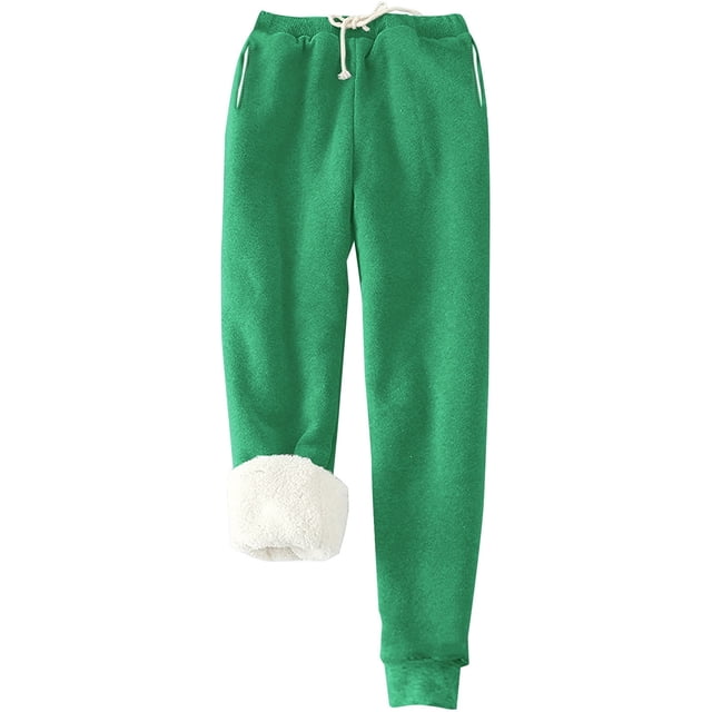 Pantalones deportivos Prolriy para mujer, con forro cálido, deportivos, de cintura alta, con forro polar, largos y gruesos de invierno para exteriores, color verde M