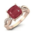 thumbnail image 2 of 2.20 Cts Cushion Shape Ruby Glass Filled 925 Sterling Silver Rose Vermeil Solitaire Twisted Shank Mother's Day Gift Ring Dainty Ring, 2 of 3