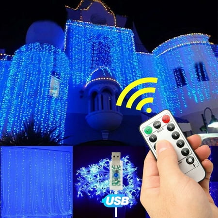 9.8x9.8ft Window Curtain String Fairy Lights with Remote & Timer, TSV 300 LED Fairy Twinkle Lights, 8 Lighting Modes with...