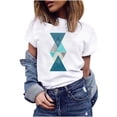 thumbnail image 3 of Puntoco Camiseta suelta de cuello redondo para mujer con estampado gráfico geométrico de moda para mujer Puntoco Puntoco-18, 3 of 9
