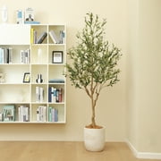 Nafresh 7FT Tall er Style Artificial Olive Tree, Realistic Faux Olive Plant for Indoor Décor