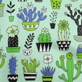thumbnail image 1 of oneOone Cotton Cambric Light Mint Green Fabric Cactus Dress Material Fabric Print Fabric By The Yard 42 Inch Wide-G3, 1 of 6