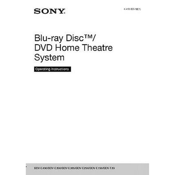 Instruction Manual ONLY for Sony BDV-T39 Blu-ray Player Owners Manual REPRINT