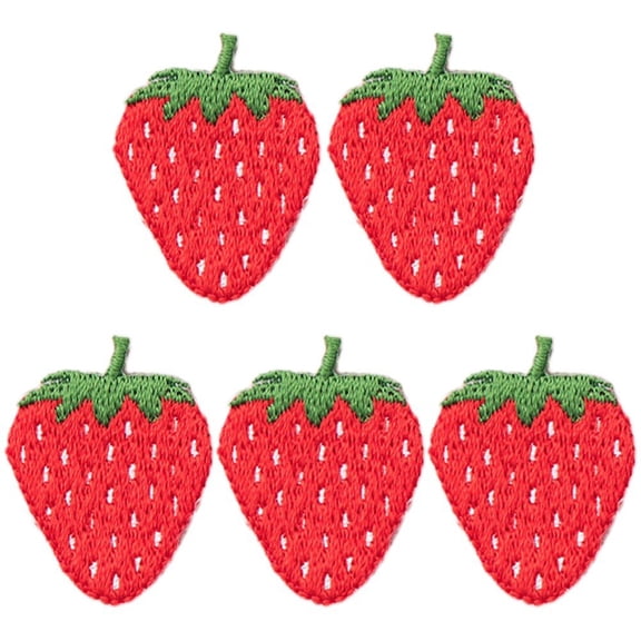 Wiywef 5 Pcs Cute Strawberry Iron on Patches for Clothes, Sew on Patches Heat Tranfers Embroidered Appliques for Pants Bags Backpacks Repair Decor
