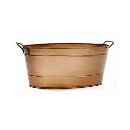Bundle-52 ACHLA Oval Tub Planter with Wrought Iron Handles (Set of 2)