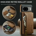 thumbnail image 3 of Case Designed for Google Pixel 9 / 9 Pro, Detachable Back Card Pockets, Magnetic Zipper PU Leather Kickstand Classic Rugged RFID Blocking Phone Case Cover for Google Pixel 9 / 9 Pro, Brown, 3 of 12