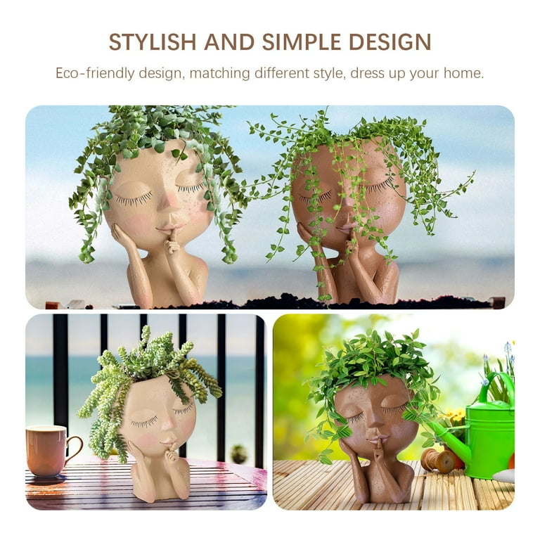 Head Flower Flowerpot Succulent Plant Pot Creat Design Home Garden Head Flower Flowerpot Succulent Plant Pot Creat Design Home Garden