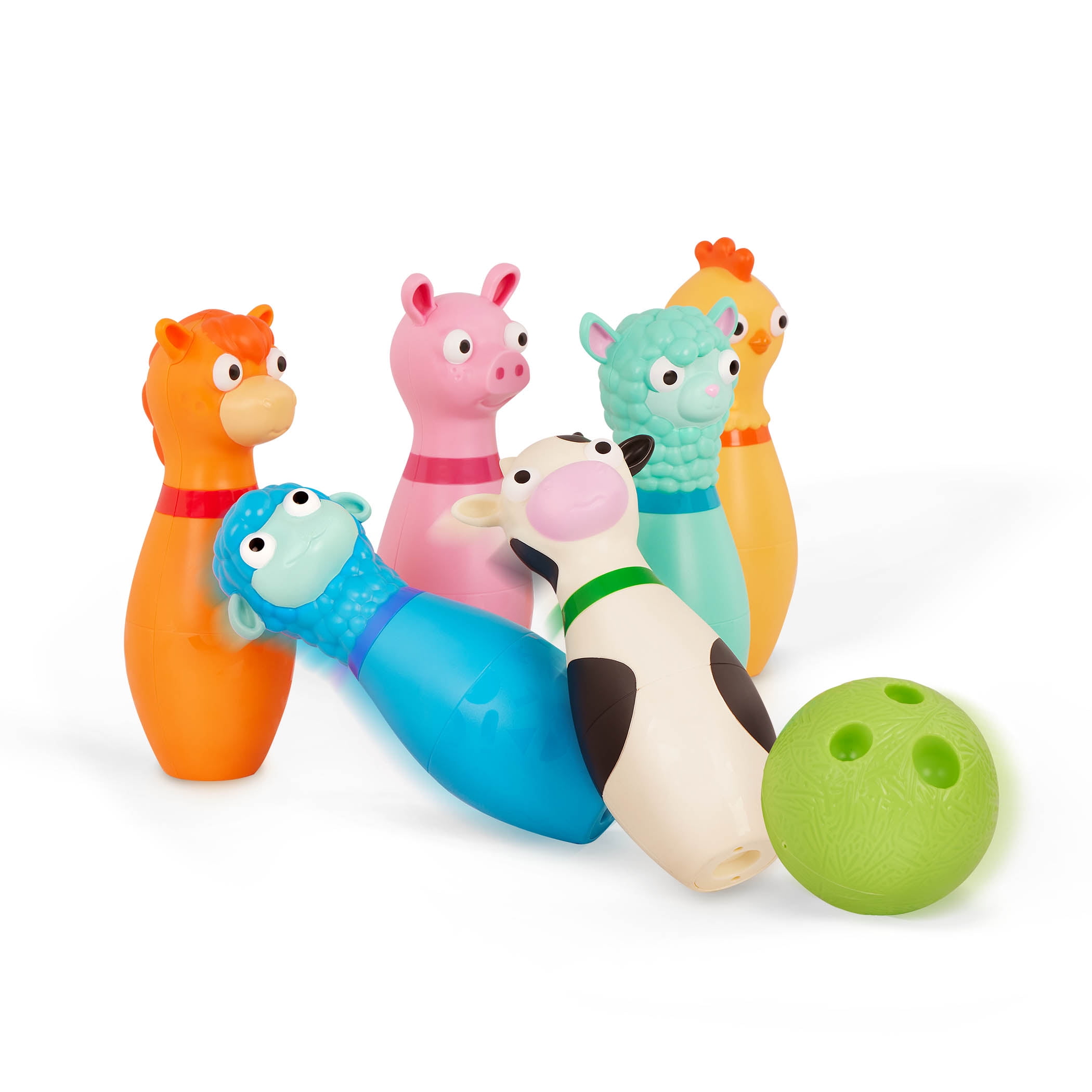 Battat Barnyard Bowling Set with 6 Farm Animal Pins 2 Balls, Toddler and Preschool Toys